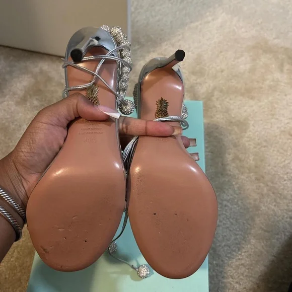 Aquazzura Glittering Silver Heels - Picture 2 of 3